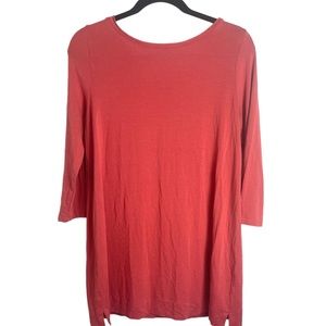 J Jill Wearever V-Back 3/4 Sleeve Tunic Salmon SZ S